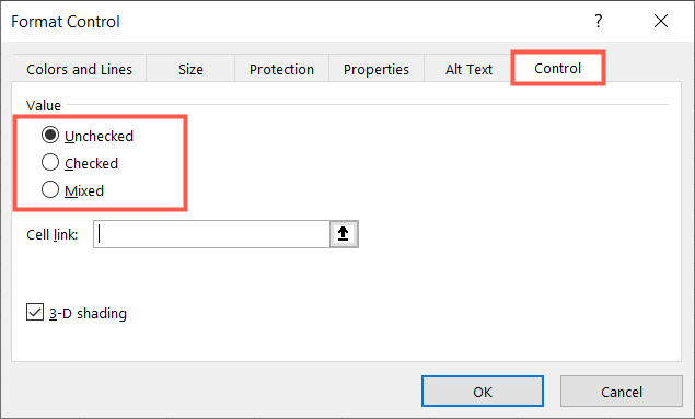 Выберите значение для флажка