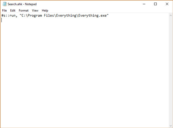 Esempio: rimappare Win+S per avviare Everything