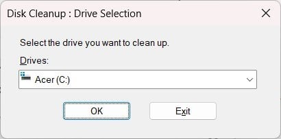 Параметр очистки системных файлов в Disk Cleanup