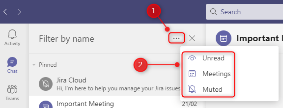Параметры фильтрации по типу
