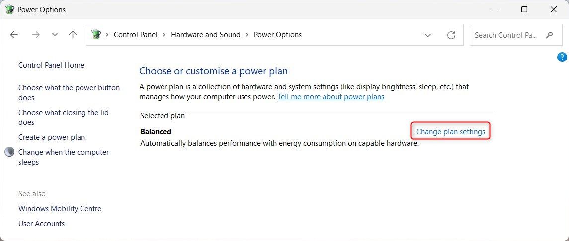 Изменение параметров плана электропитания