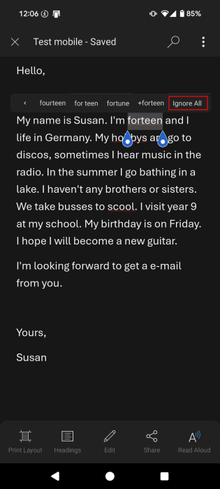 Нажатие на опцию 