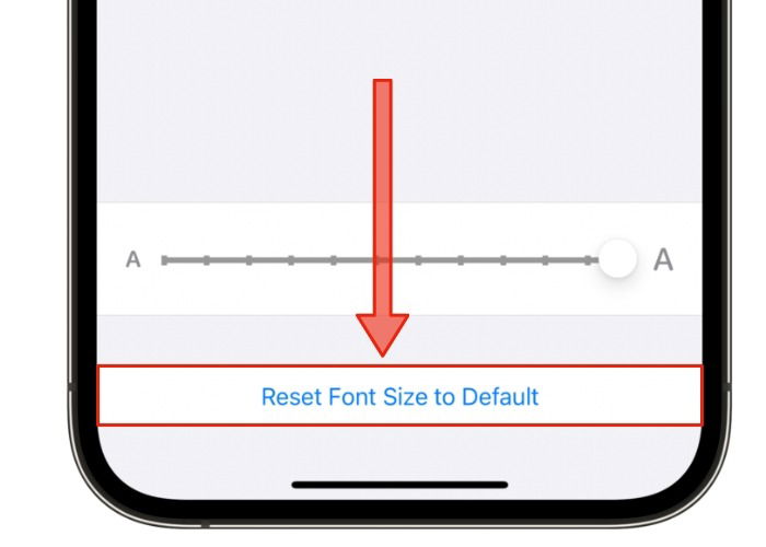 Кнопка сброса размера шрифта
