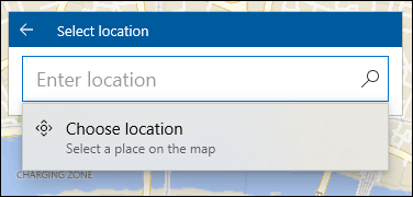 Строка Выбрать место в Windows 10 Maps для добавления избранного