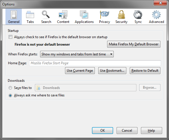 Список поисковых систем в настройках Firefox