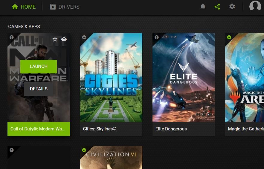 Кнопка «Подробно» в GeForce Experience