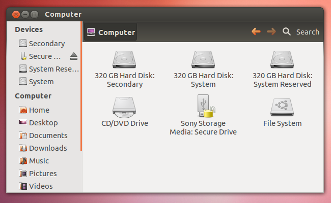 Значок замка у зашифрованного тома в файловом менеджере