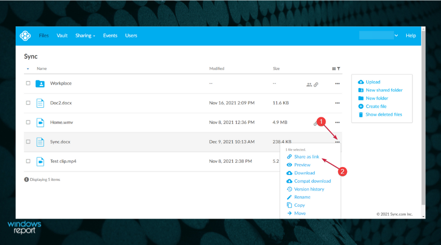 Окно ввода email для отправки ссылки через Sync