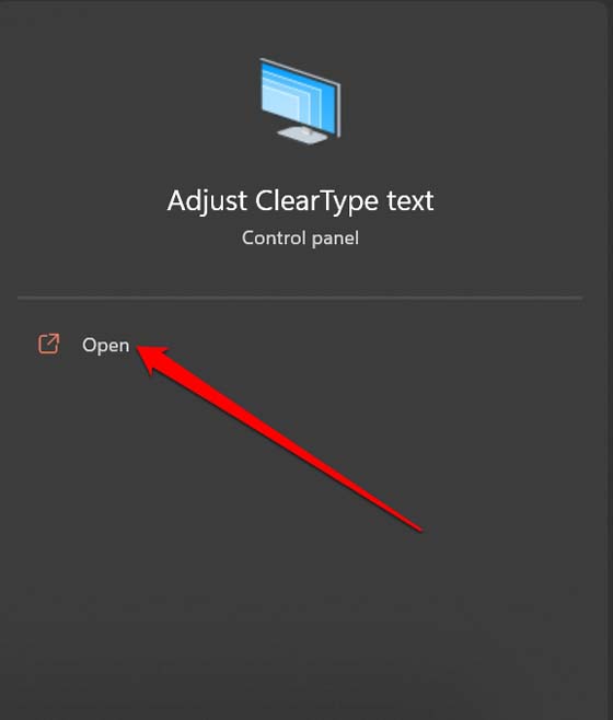 Открыть настройки ClearType