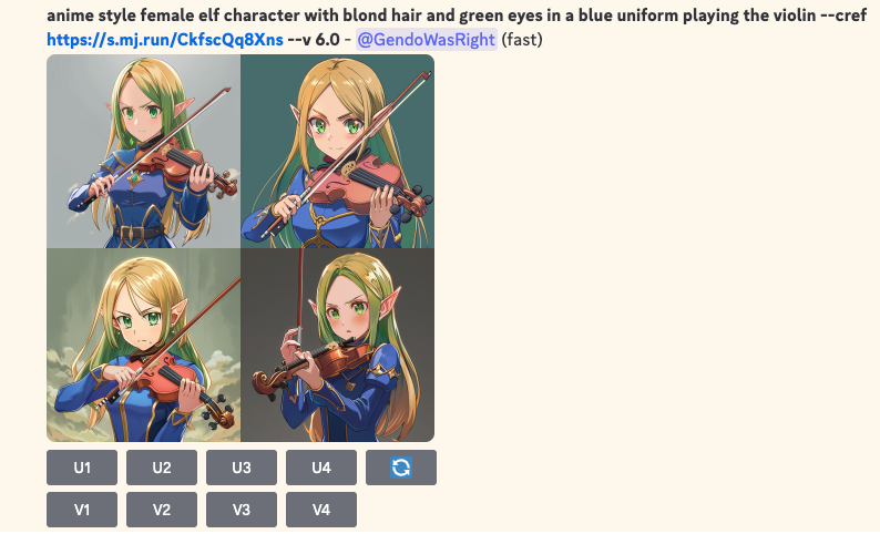 Новые изображения персонажа на основе референса через cref.