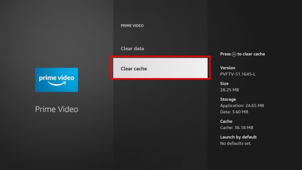 Clear Data Prime Video - Fire TV Stick - Prime Video Error Code 1061