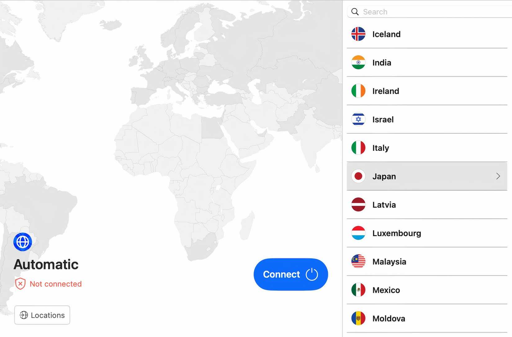 Интерфейс VPN-приложения Bitdefender