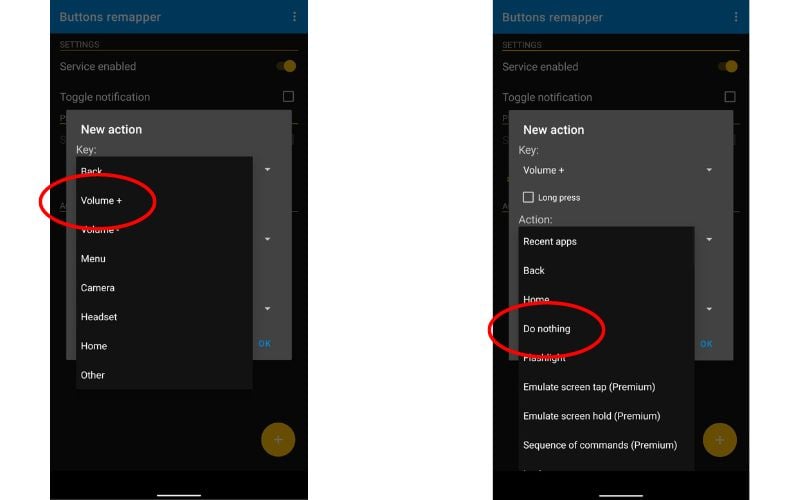 выбор кнопки громкости +