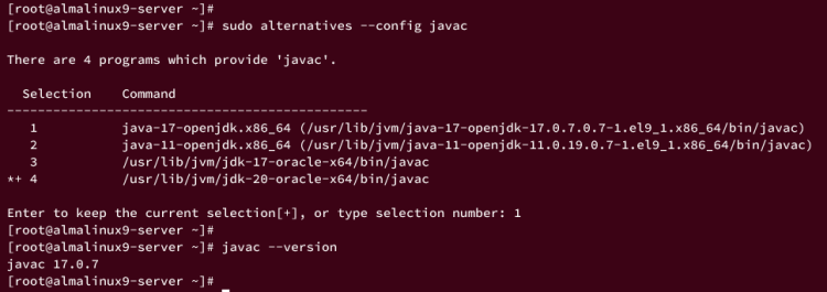 Переключение javac через alternatives
