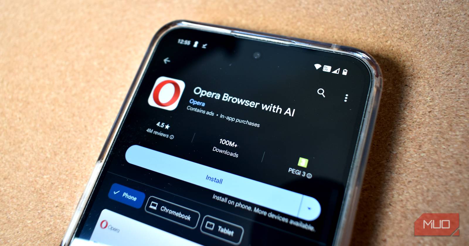 страница Opera в Google Play, изображение обложки приложения