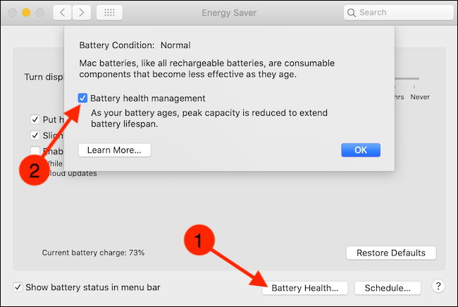 Click the Battery Health button and then uncheck the Battery Health Management option