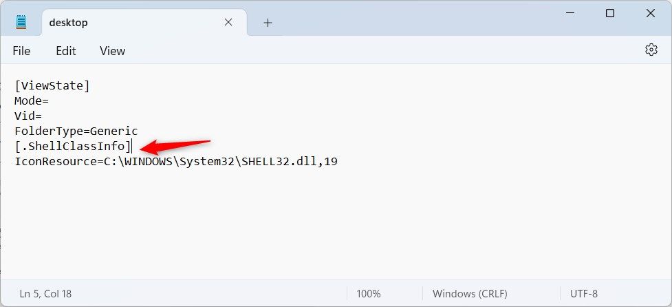 Файл desktop.ini, открытый в Блокноте