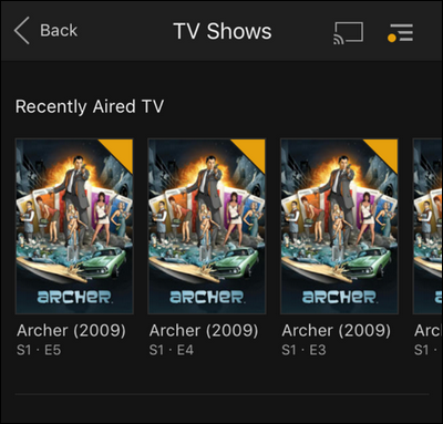 Библиотека телешоу на переносном Plex-сервере