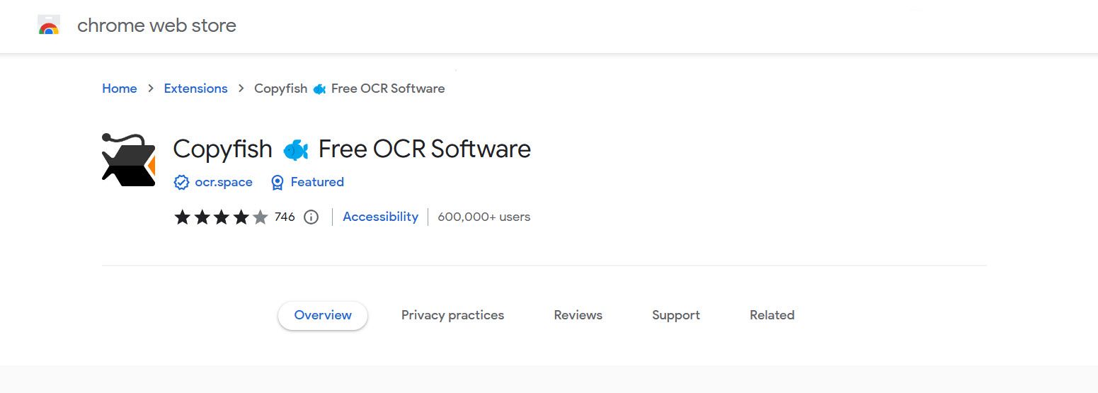 Страница расширения Copyfish в магазине Chrome.