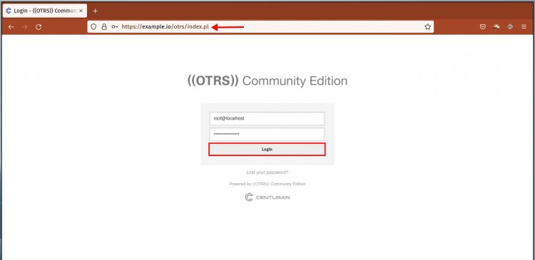 Страница входа OTRS