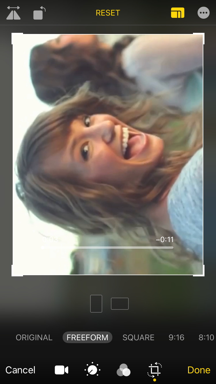 Пример свободного кадрирования в «Фото» iPhone