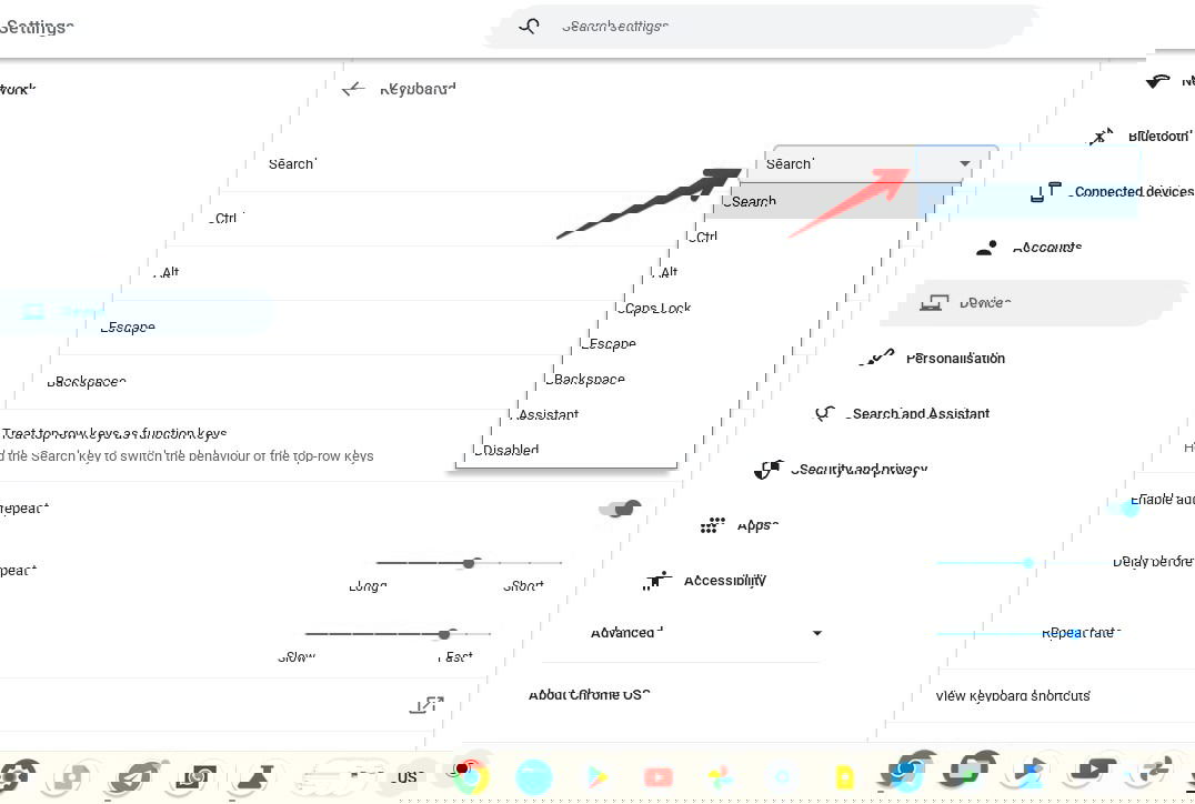 Параметр выбора функции клавиши Search (Поиск)