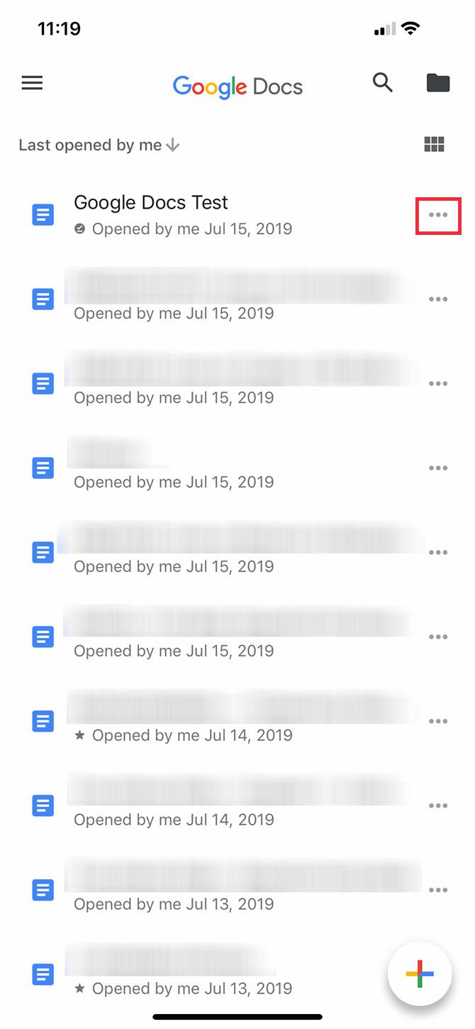 Updated Document List on Google Docs