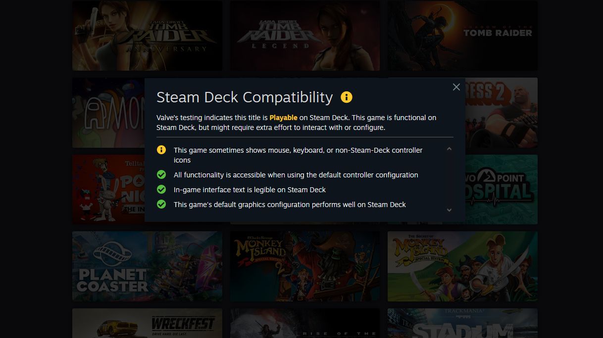 проверка совместимости игры с пометками проблем и рекомендациями