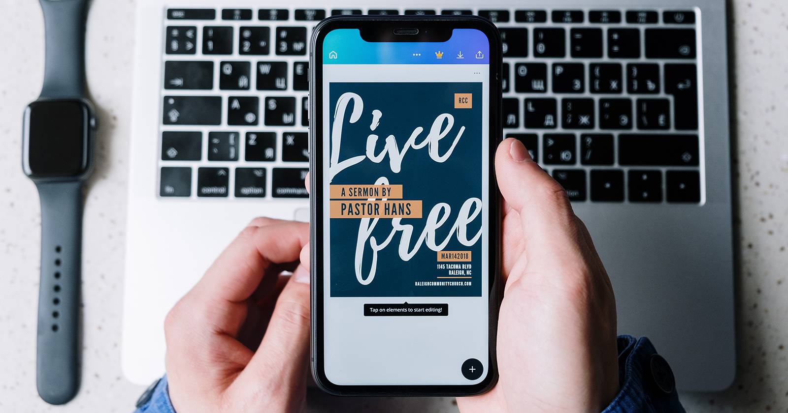 Canva on mobile app.