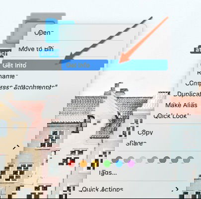 Скриншот, показывающий доступ к дополнительной информации о файле на Mac
