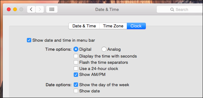 Настройки часов и даты в Системных настройках