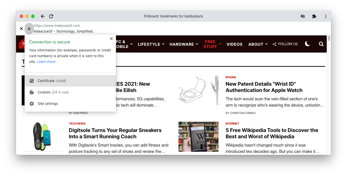 A screenshot of a Chrome App Shortcut showing the info bar