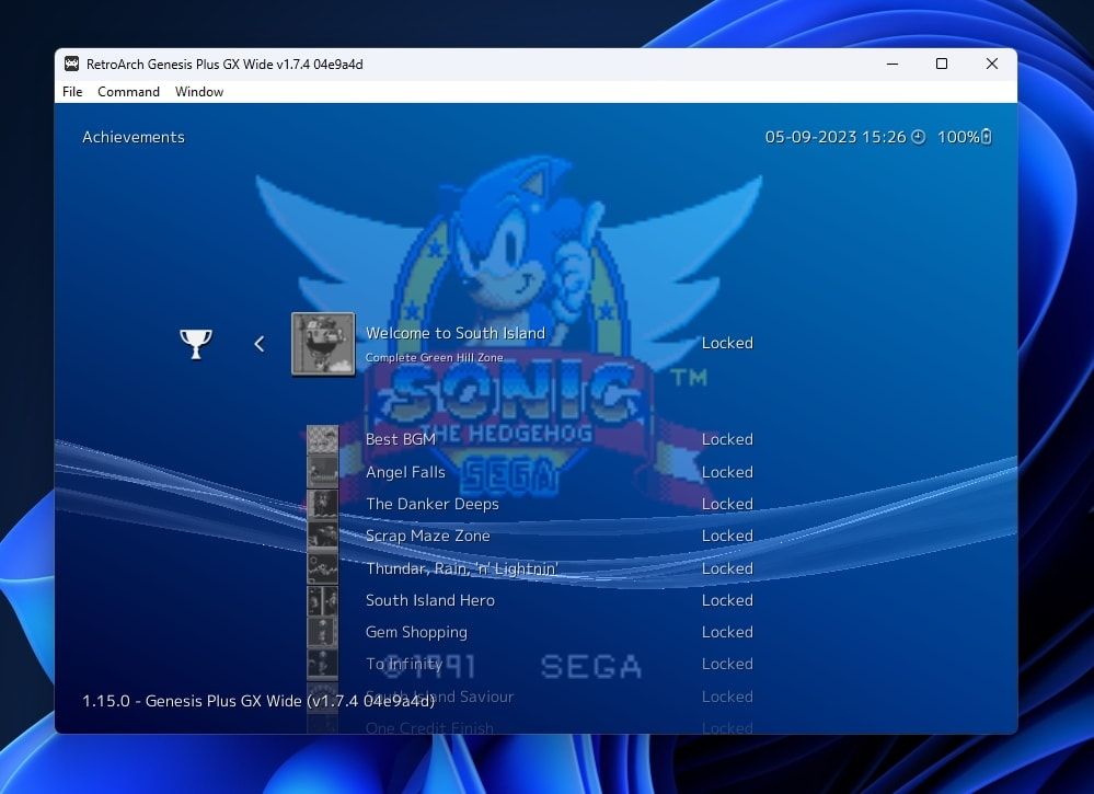 Список достижений игры в RetroArch