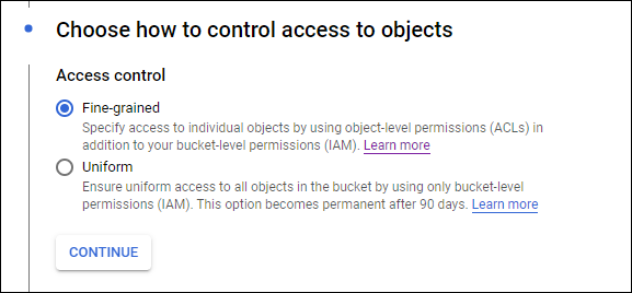 Настройка уровня доступа: Uniform или Fine-grained