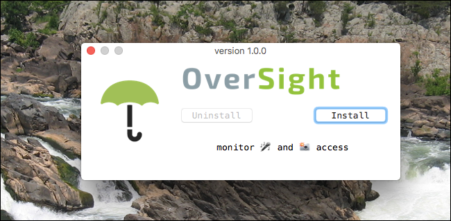 Окно установки Oversight с кнопкой Install