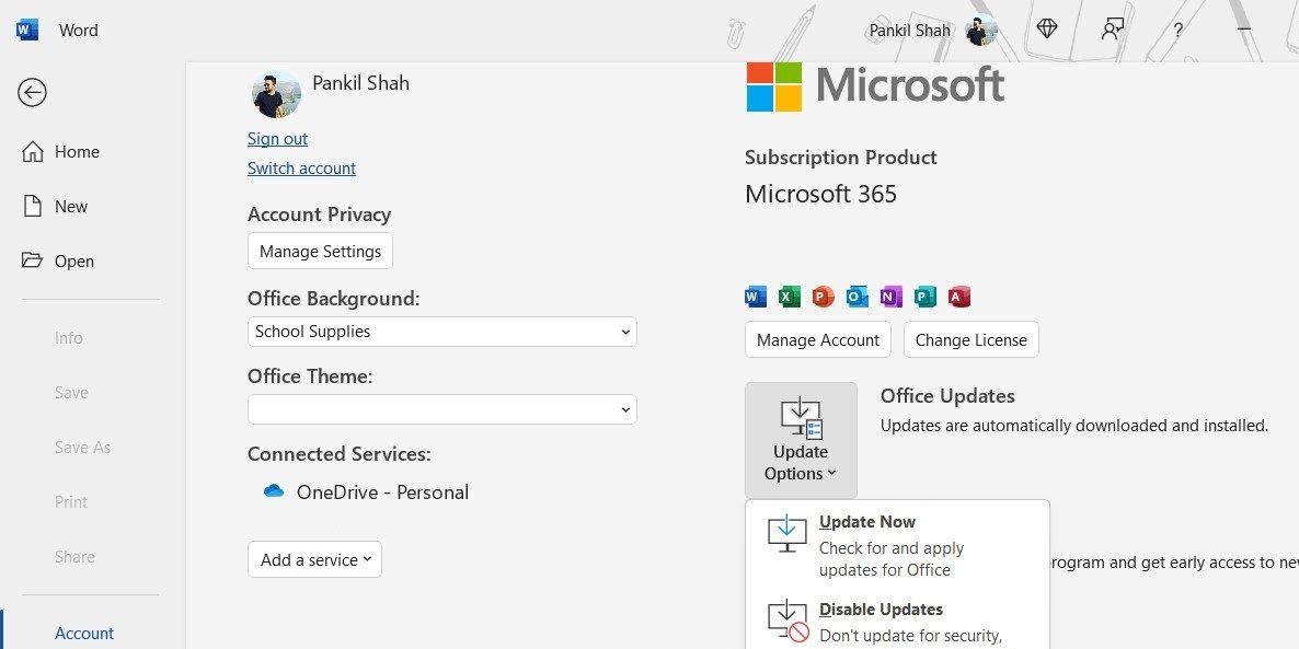 Обновление приложения Office
