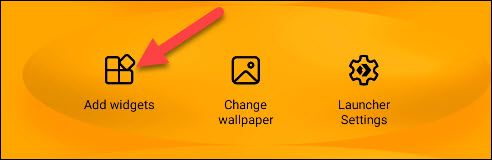 Элемент меню «Виджеты» в лаунчере Android