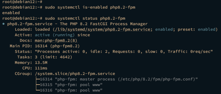 Проверка статуса PHP-FPM