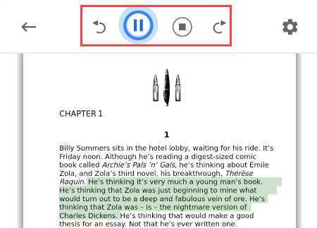 Элементы управления воспроизведением и подсветка текста.