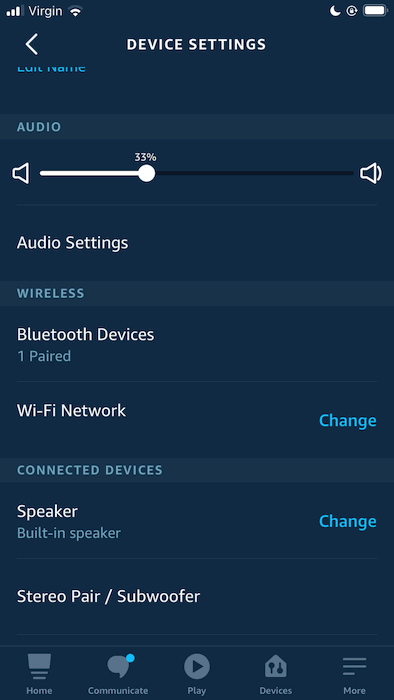 Скриншот: отвязка часов в приложении Alexa, экран Bluetooth