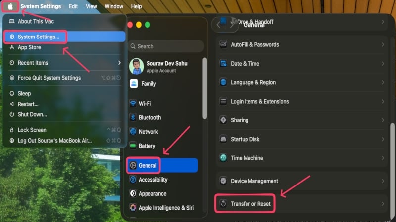 Параметры Transfer & Reset