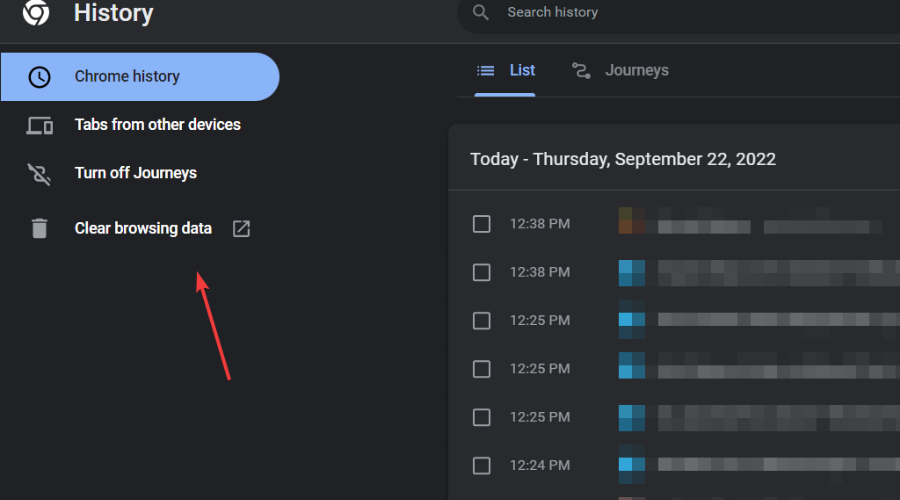 Окно Очистить данные просмотра в Chrome