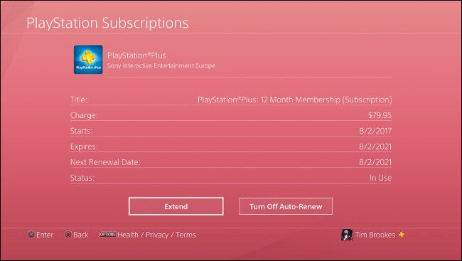 PlayStation Plus Subscription Status