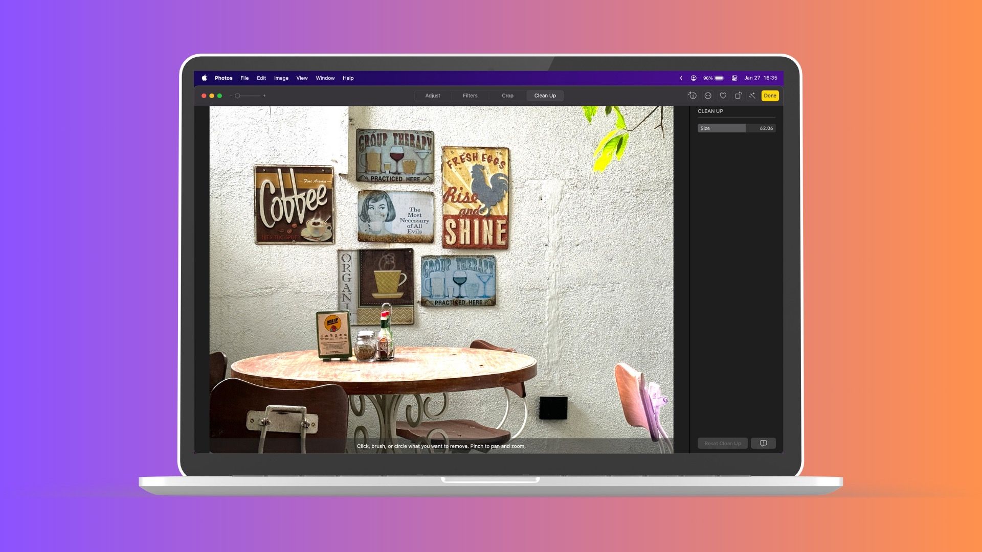 Clean Up в Фото на Mac — руководство