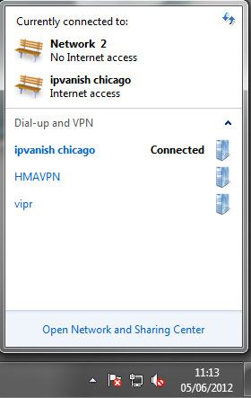Список сетевых подключений Windows с VPN в списке