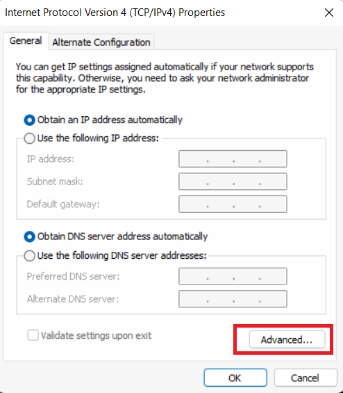Дополнительно — свойства IPv4