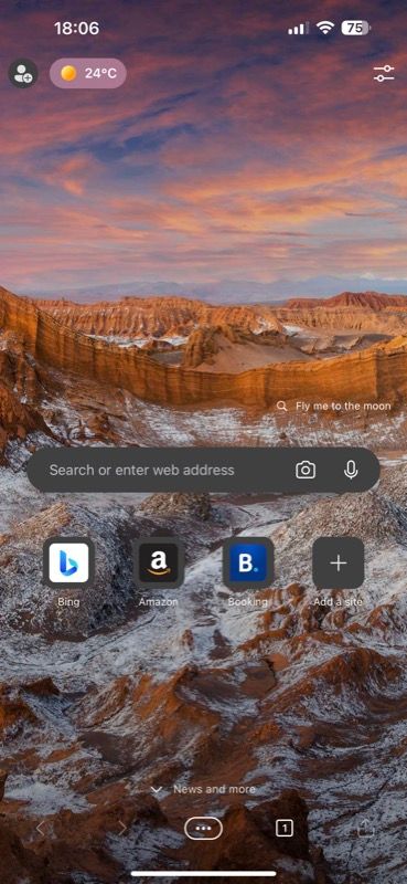 Главный экран Edge на iPhone