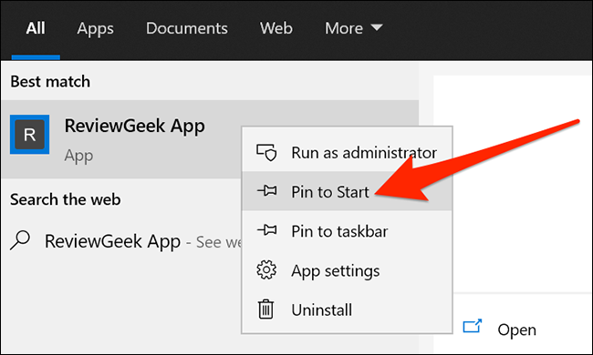 Pin an app to Start menu