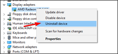 Удаление устройства в Диспетчере устройств