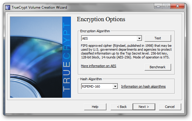 Выбор параметров шифрования